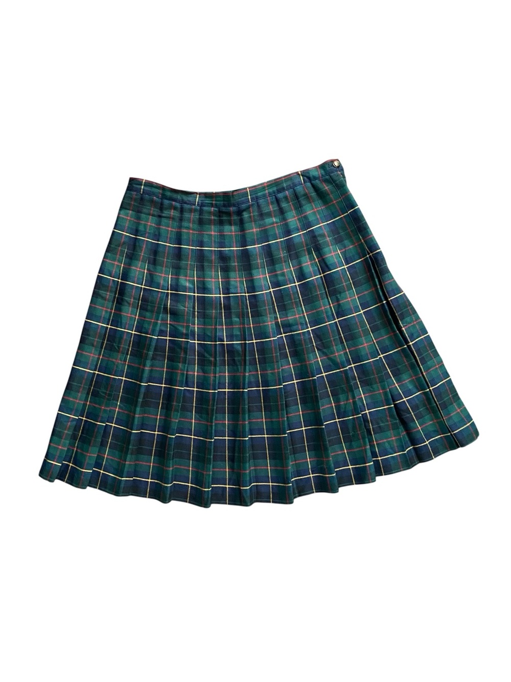 Vintage Karen Scott Plaid Pleated Skirt Women’s 16 Blue Green
